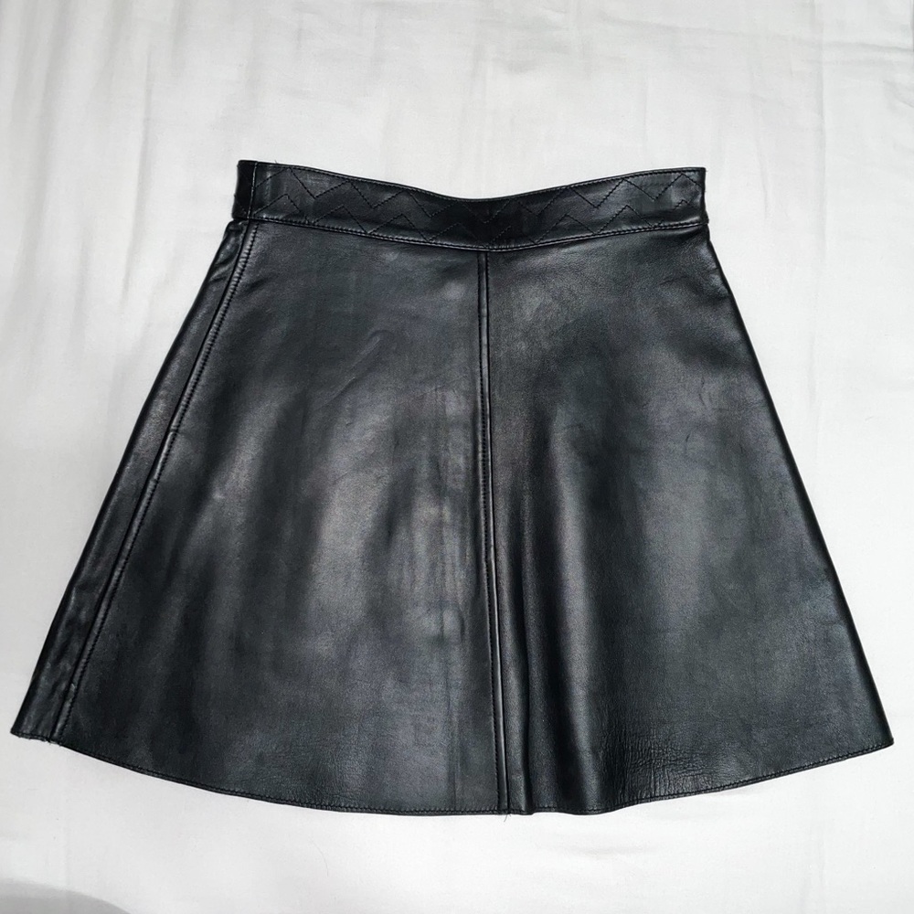 Maje Leather A-line High-Waist Mini Skirt NWT - Picture 4 of 10